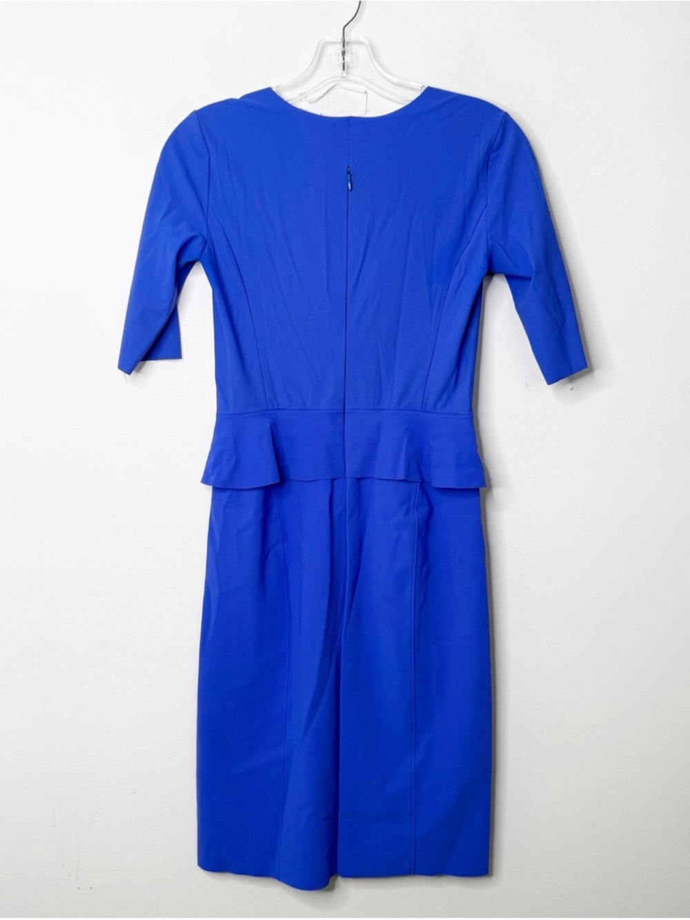 EMPORIO ARMANI | Royal Blue V-Neck Peplum Sheath Dress Sz. 38 or a Medium - Picture 4 of 5